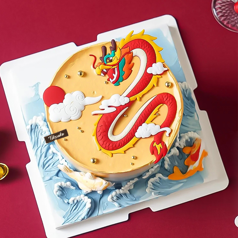 十二生肖龙主题鲜奶蛋糕
