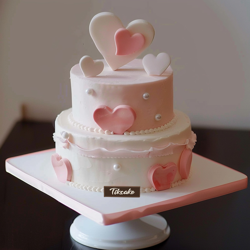 原创双层爱心主题鲜奶蛋糕