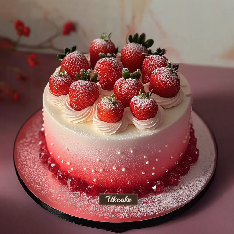 原创简约草莓鲜奶蛋糕