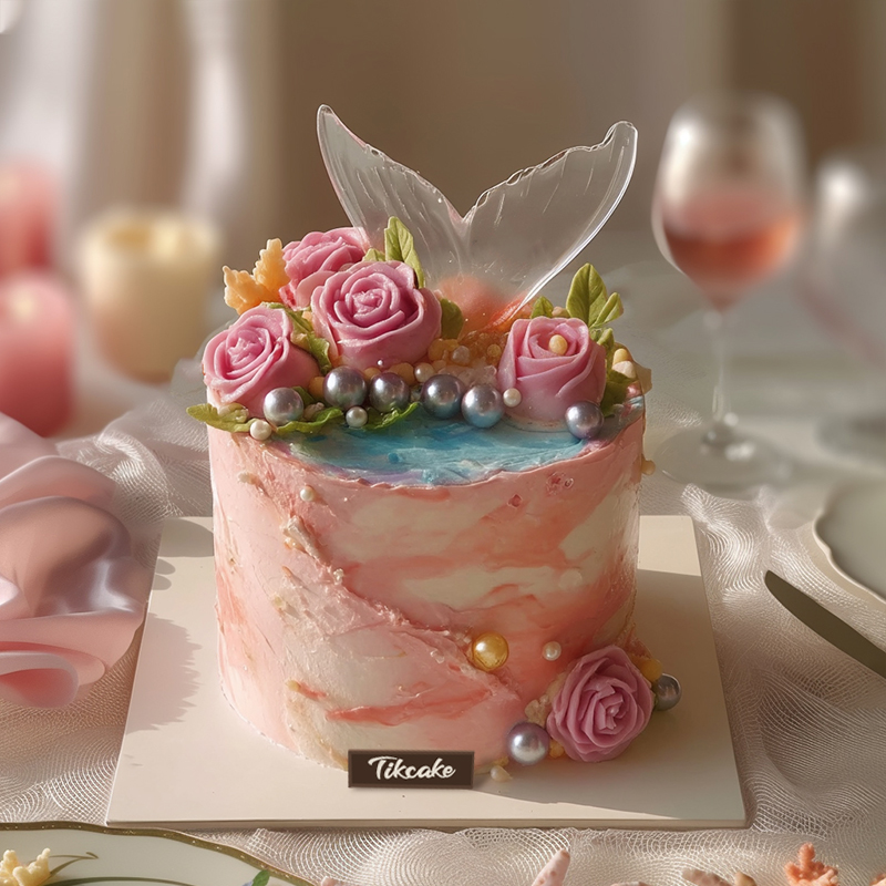 原创人鱼主题翻糖鲜奶蛋糕