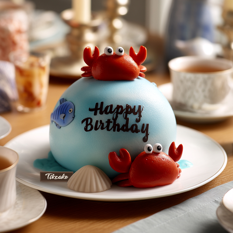 原创巨蟹座主题翻糖鲜奶蛋糕二十四（6.22-7.22）