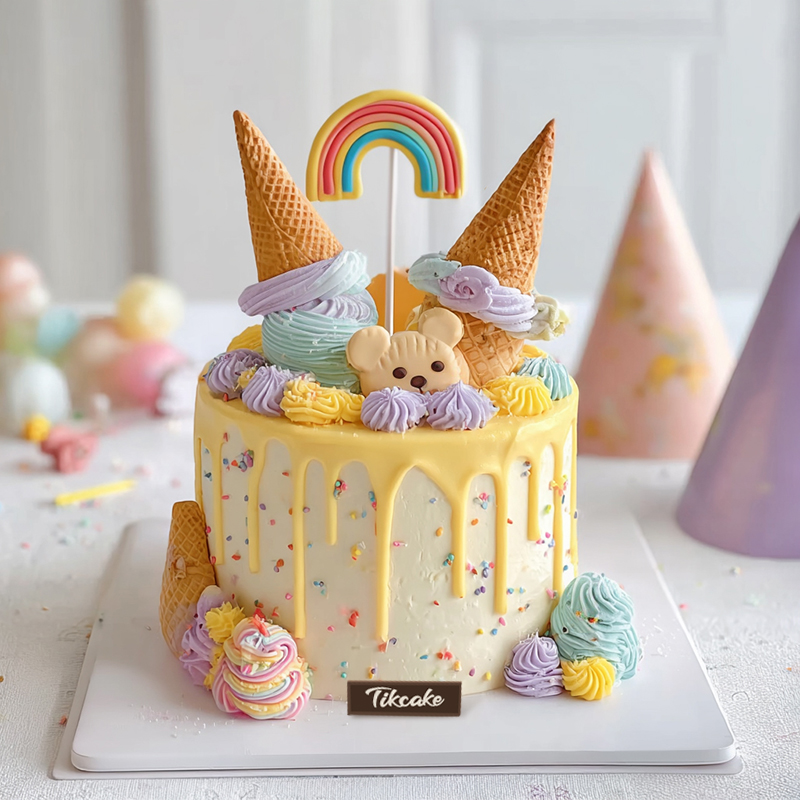 原创甜筒主题儿童鲜奶蛋糕