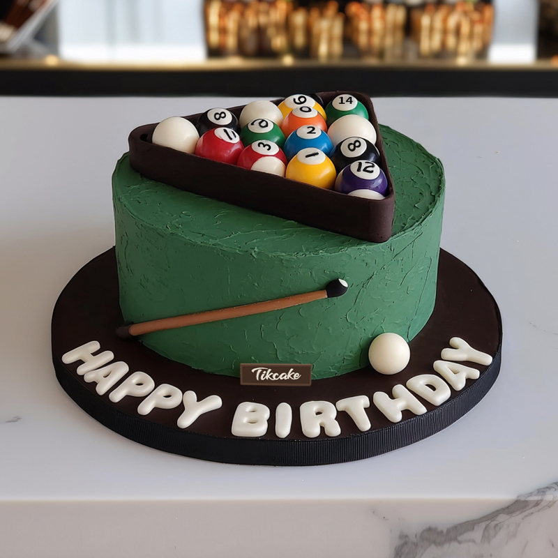 原创台球主题翻糖鲜奶蛋糕（二）