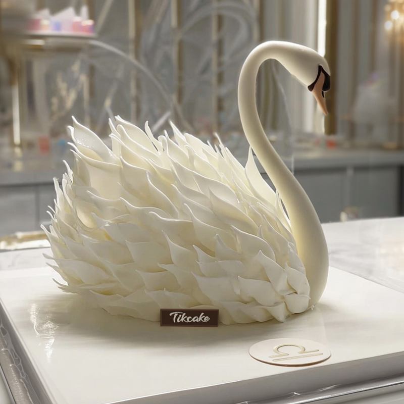 原创天秤座天鹅主题翻糖鲜奶蛋糕（9.23-10.23）	
