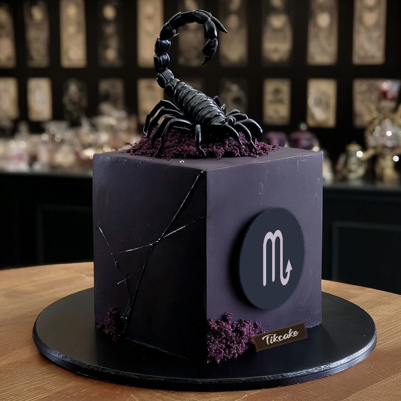 原创天蝎座主题方形翻糖鲜奶蛋糕（10.24-11.22）