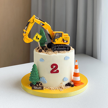 原创挖挖机主题儿童鲜奶蛋糕