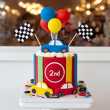 原创小汽车主题儿童翻糖鲜奶蛋糕